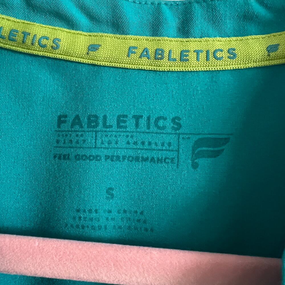 Fabletics Teal V-Neck Short-Sleeve Scrub Top S Single Pocket High-Performance - Picture 4 of 7